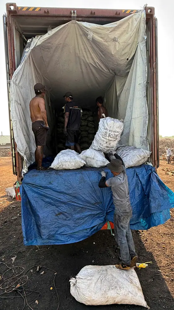 Lined Charcoal Container Loading